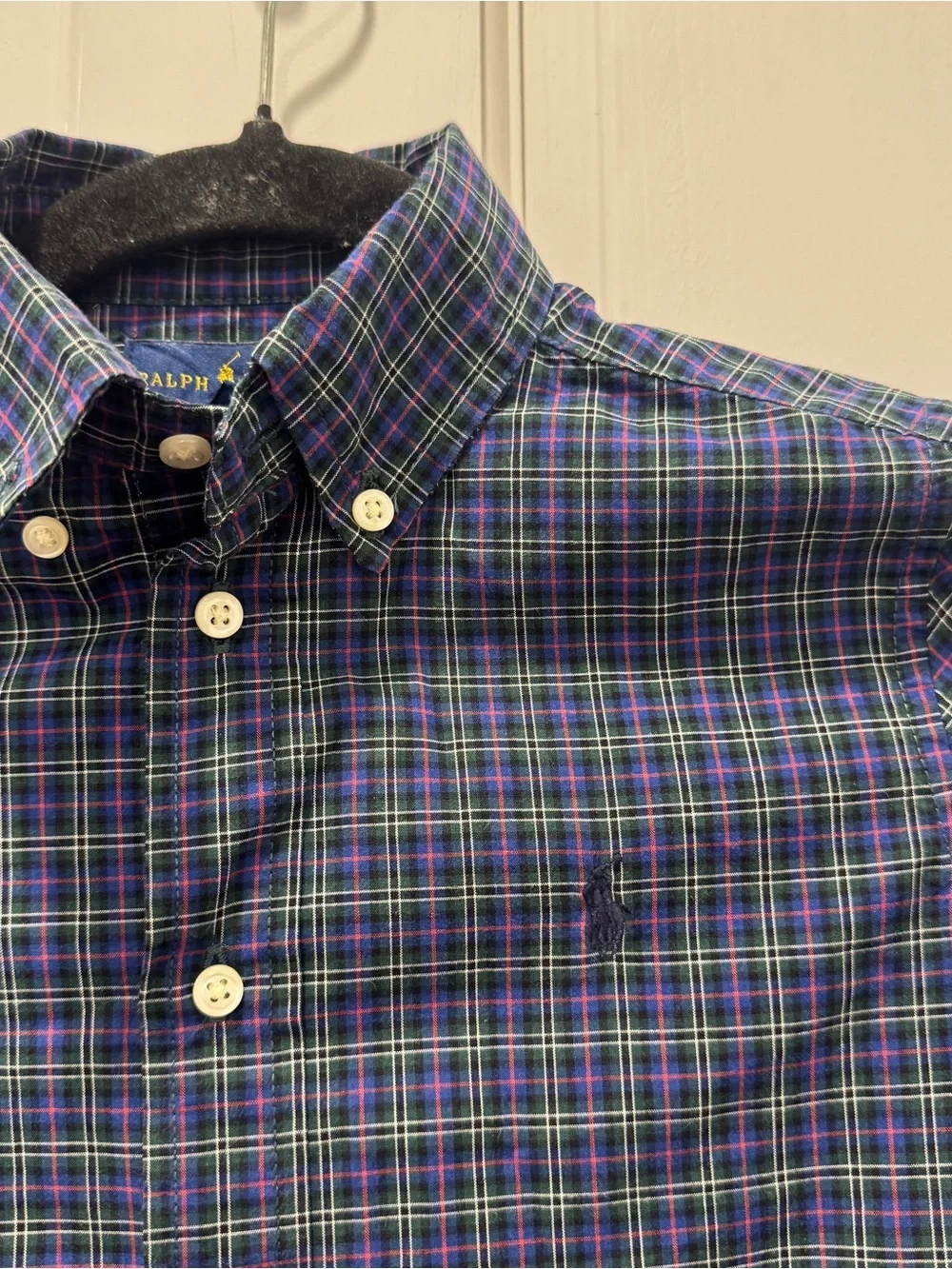 Polo Ralph Lauren Boys Size 5 Plaid Button Down Pony Shirt Preppy Academia Tarta
